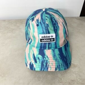 ADIDAS Women One Size Hat Baseball Cap Adjustable Blue Pink Marbled Printed